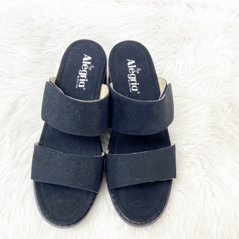 NWOB Alegria by PG Lite EU 39 Women's Navy Tia Leather Comfort Block Heel Sandal - Picture 8 of 13